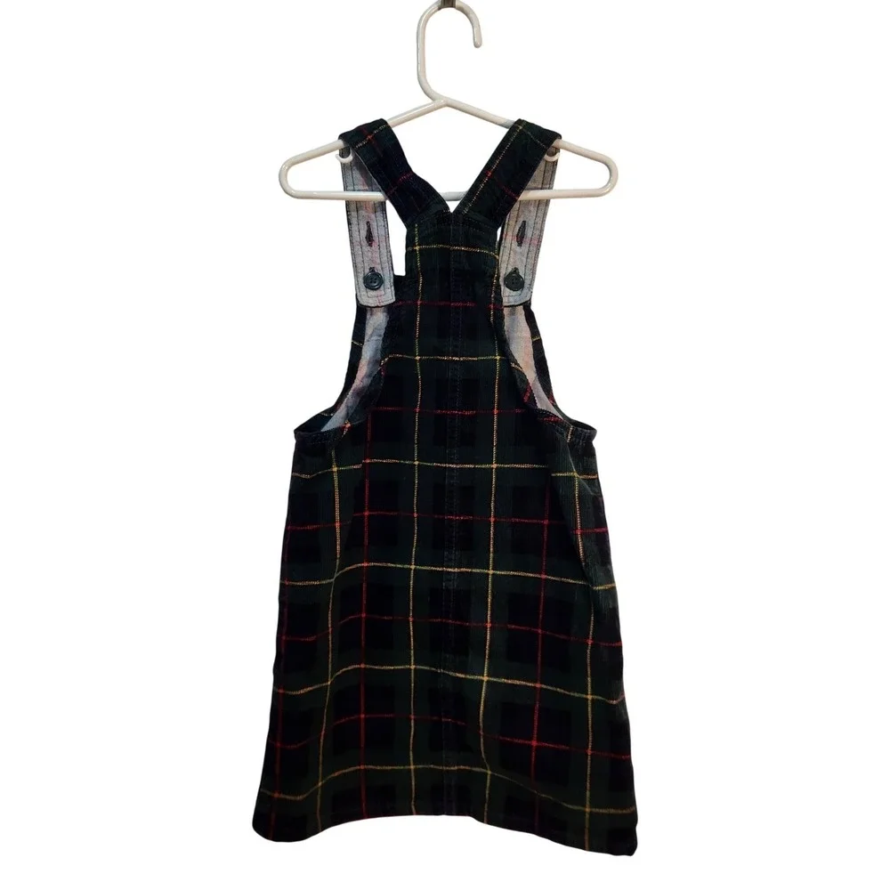 The Children's Place Girls Green Plaid Corduroy‎ Jumper Dress Size 6X/7 Holiday